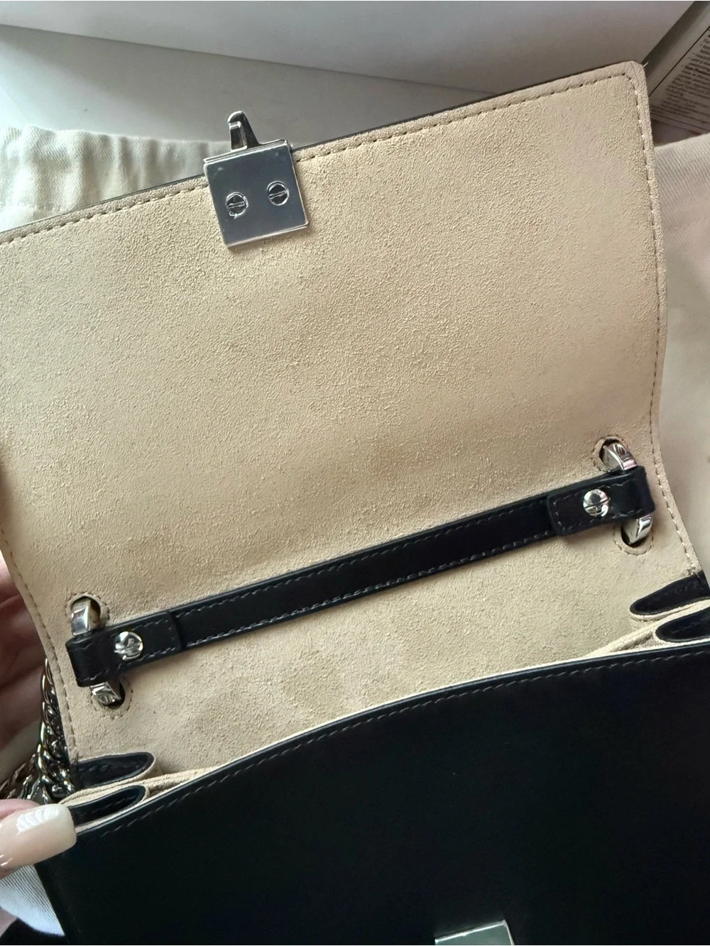 Fendi Black Leather Shoulder Bag with Multicolor Push-Lock—Authentic